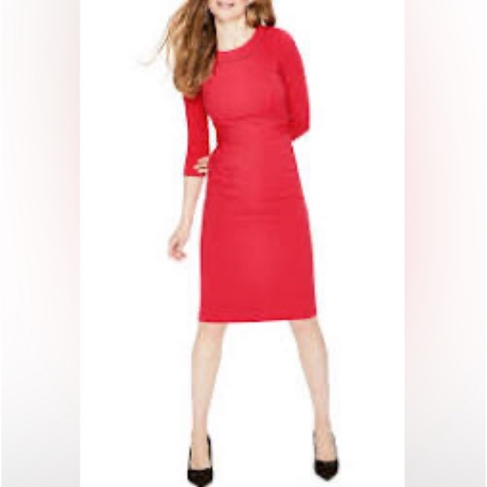 Boden Red Pink Mia Ottoman Ribbed Stretch Sheath Dress Sz 8